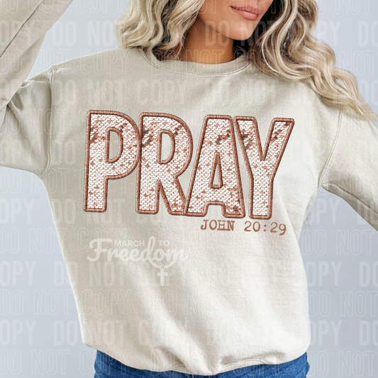 MTF133 - Pray Faux Embroidery John 20:29